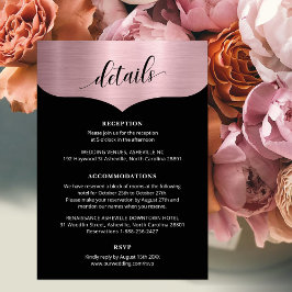 Chic Script Metallic Roos Gold Details Huwelijk Informatiekaartje