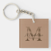 Chic Script Metallic Taupe Gold Monogram Sleutelhanger (Voorkant)