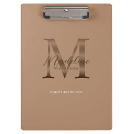 Chic Script Metallic Taupe Gouden Monogram Klembord