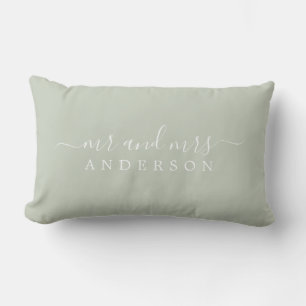 Chic Script Mijnheer Mevrouw Pastelgroen Pasgetrou Kussen