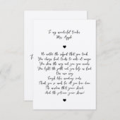 Chic Script Minimal Appreciation Poem voor leraar Bedankkaart (Voorkant / Achterkant)