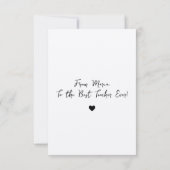 Chic Script Minimal Appreciation Poem voor leraar Bedankkaart (Achterkant)