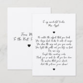 Chic Script Minimal Appreciation Poem voor leraar Bedankkaart (Voorkant / Achterkant)