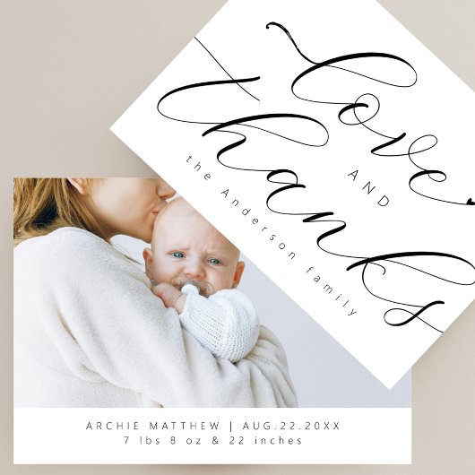 Chic Script Minimale Liefde Bedankt Foto Baby Show