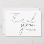 Chic Script Minimalistische Foto Lichtgrijze Huwel Bedankkaart (Voorkant)