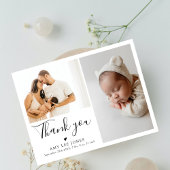 Chic Script Minimalistische Foto Nieuwe Baby Bedan Briefkaart