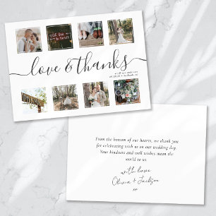 Chic Script Modern Photo Collage Wedding Hartelijk Bedankkaart