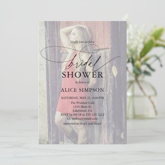 Chic Script Modern Photo Vrijgezellenfeest Kaart (Staand voorkant)