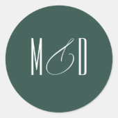 Chic Script Monogram Classic Wedding Ronde Sticker (Voorkant)
