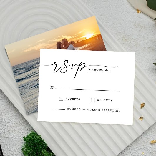Chic Script Monogram Huwelijksreactiekaart Save The Date