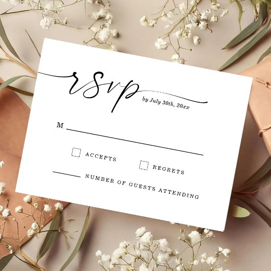 Chic Script Monogram Huwelijksreactiekaart Save The Date