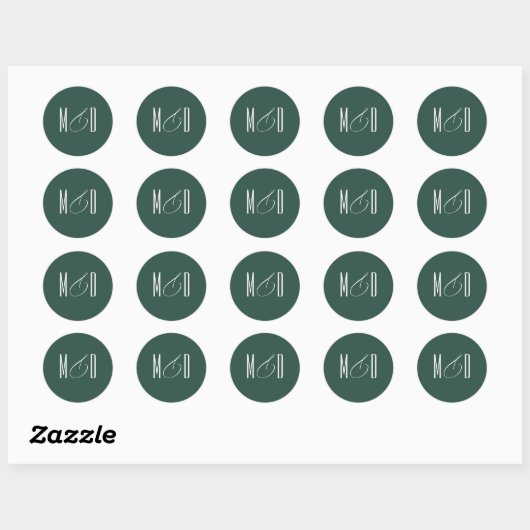 Chic Script Monogram Klassieke Trouwdag Ronde Sticker (Vel)