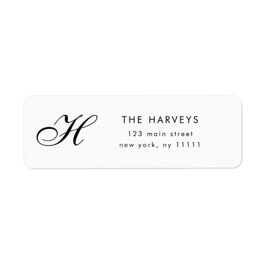 Chic Script Monogram Return Address Label (Voorkant)
