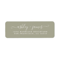 Chic Script Moss Gray Wedding Return Address