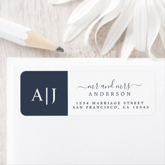 Chic Script Mr Mrs Monogram Retouradres Etiket (Insitu)