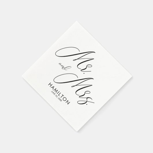 Chic Script Mr. & Mrs. Wedding Receptie Servetten (Hoek)