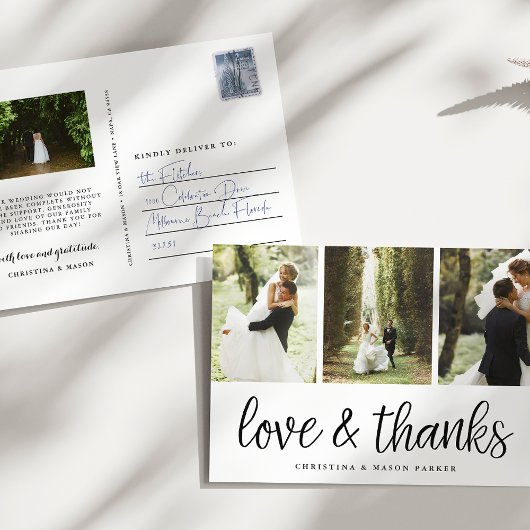 Chic-script | Multibruiloft Foto bedankt Briefkaart
