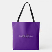 Chic Script Naam & Monogram Solid Indigo Paarse Tote Bag (Voorkant)