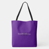 Chic Script Naam & Monogram Solid Indigo Paarse Tote Bag (Achterkant)