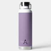 Chic Script Naam & Monogram Solid Indigo Paarse Waterfles (Achterkant)