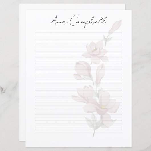 Chic Script Name Custom Monogram Writing Paper (Voorkant / Achterkant)
