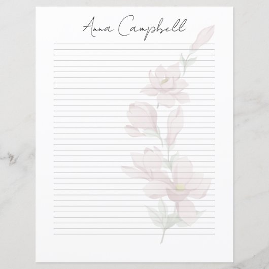 Chic Script Name Custom Monogram Writing Paper (Voorkant)