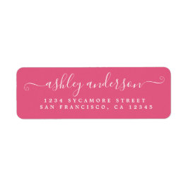 Chic Script Name Hot Pink Return-adres Etiket