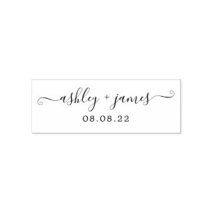 Chic script namen trouwdatum zelfinktende stempel