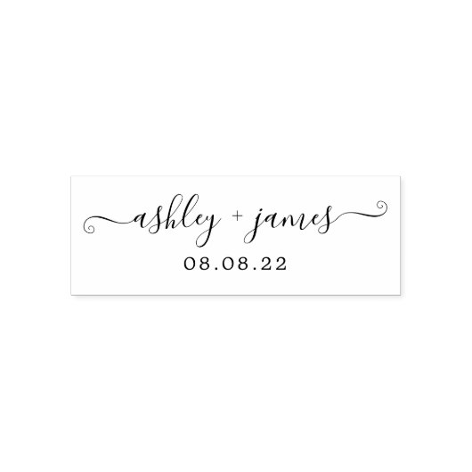 Chic script namen trouwdatum  zelfinktende stempel (Design)