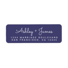 Chic Script Names Navy Blue Return Address Etiket