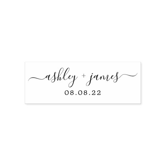Chic Script Names Wedding Date Zelfinktende Stempel (Design)