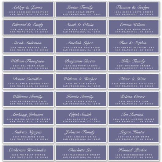 Chic Script Navy Blauwe Huwelijks Gast Adres Label (Voorkant)