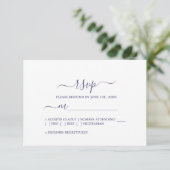 Chic Script Navy Blue Minimal Wedding RSVP Kaartje (Staand voorkant)