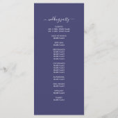 Chic Script Navy Blue Simple Minimal Wedding Programmakaart (Achterkant)
