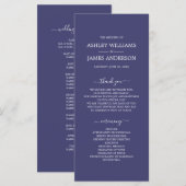 Chic Script Navy Blue Simple Minimal Wedding Programmakaart (Voorkant / Achterkant)