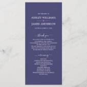 Chic Script Navy Blue Simple Minimal Wedding Programmakaart (Voorkant)