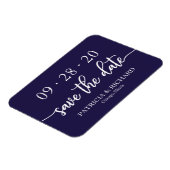 Chic Script Navy Blue Trouwkaart Save The Date Magneet (Linkerzijde)