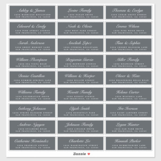 Chic Script Off-Black Trouw Gast Adres Labels (Vel)