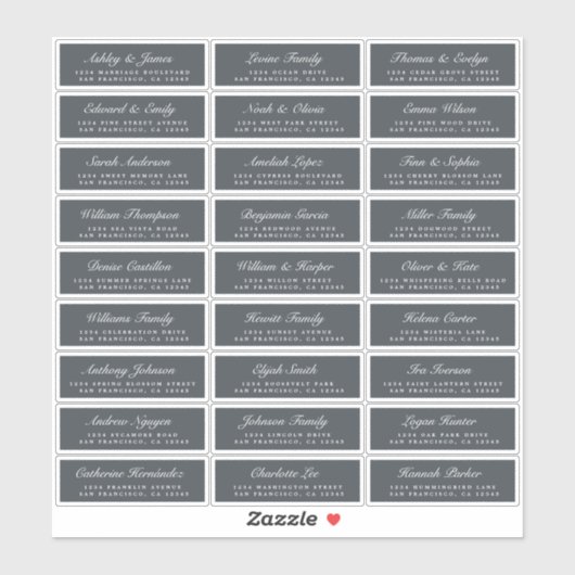 Chic Script Off-Black Wedding Guest Adresetiketten Sticker (Vel)
