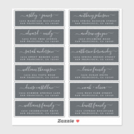Chic Script Off-Black Wedding Guest Adresetiketten Sticker