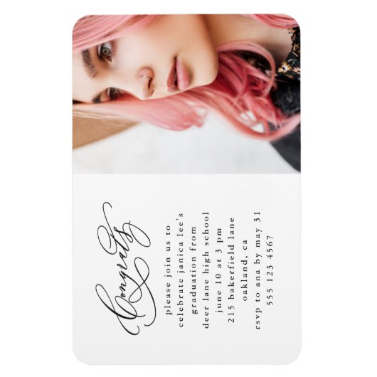 Chic Script One Photo Graduparty Magneet (Verticaal)