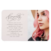 Chic Script One Photo Pink Graduparty Magneet (Horizontaal)
