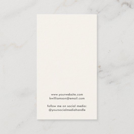 Chic Script Oorbel Crème Sieraden Display Kaart Visitekaartje (Achterkant)