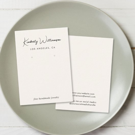 Chic Script Oorbel Crème Sieraden Display Kaart Visitekaartje