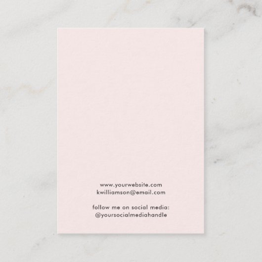 Chic Script Oorbel Roze Sieraden Display Kaart Visitekaartje (Achterkant)