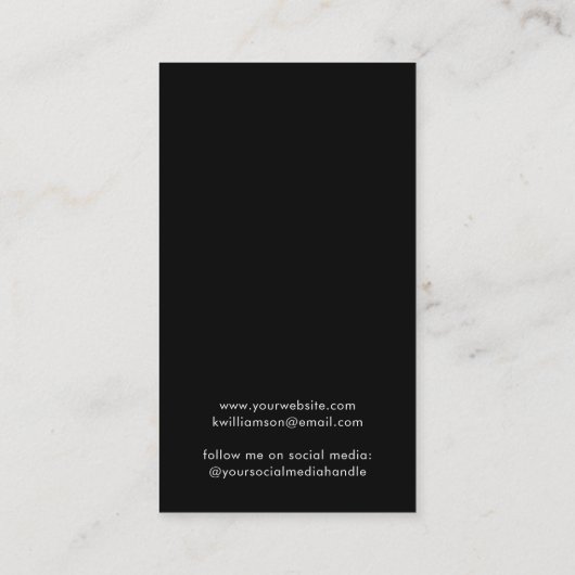 Chic Script Oorbel Zwarte Sieraden Display Kaart Visitekaartje (Achterkant)
