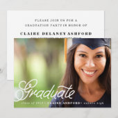 Chic Script Overlay Afstuderen foto-uitnodiging Kaart (Voorkant / Achterkant)