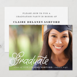 Chic Script Overlay Afstuderen foto-uitnodiging Kaart