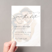 Chic Script Overlay Foto Huwelijk Save The Date Acryl Uitnodigingen (Insitu (Draagbaar))