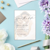 Chic Script Overlay Foto Huwelijk Save The Date Acryl Uitnodigingen (Insitu (Huwelijk))